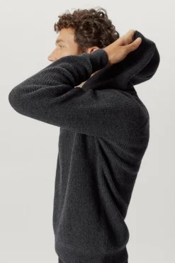Sweat à capuche en maille de Laine côtelée
