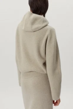Sweat à capuche en maille de Laine côtelée