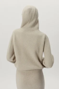 Sweat à capuche en maille de Laine côtelée