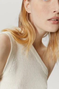 Top à une épaule en Lin et Coton