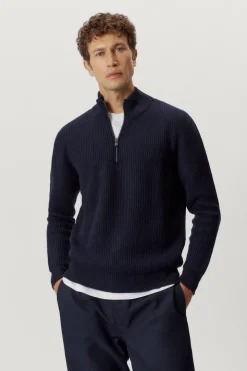 Tricot demi-zip en Laine Mérinos