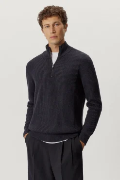 Tricot demi-zip en Laine Mérinos
