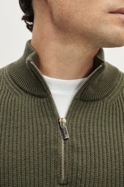 Tricot demi-zip en Laine Mérinos