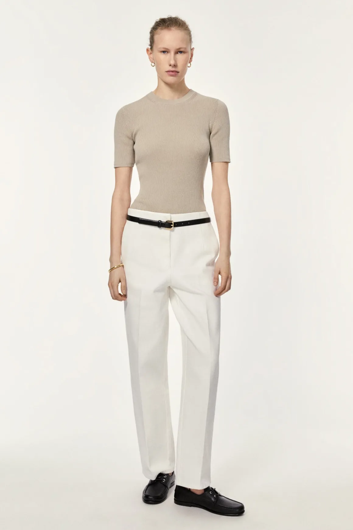 T-shirt à mailles côtelées en Coton biologique