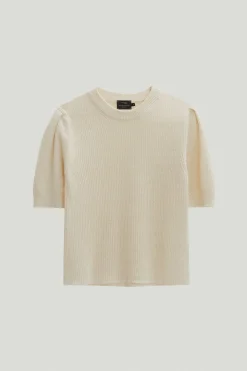 T-shirt à mailles côtelées en Lin et Coton avec pinces