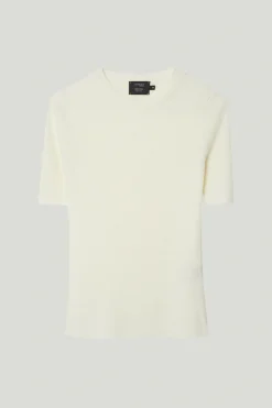 T-shirt à mailles côtelées en Laine ultra douce